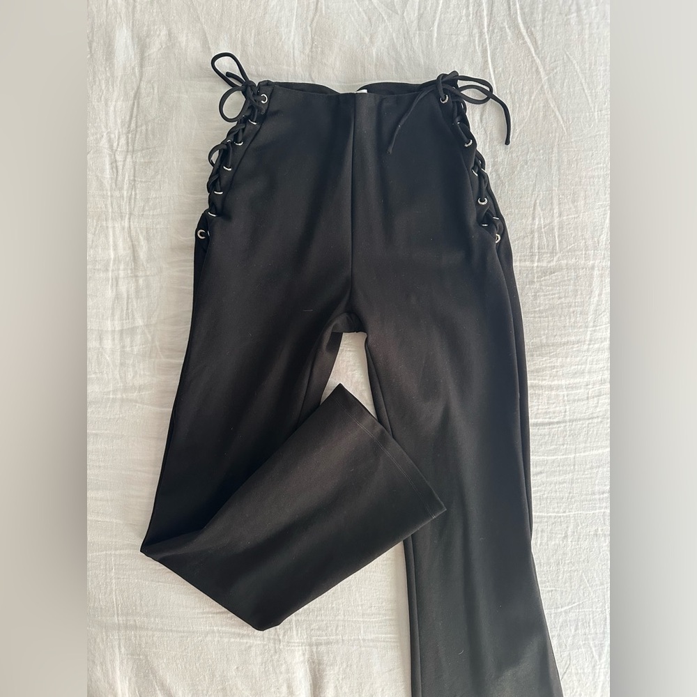 Black Lace-Up Pants